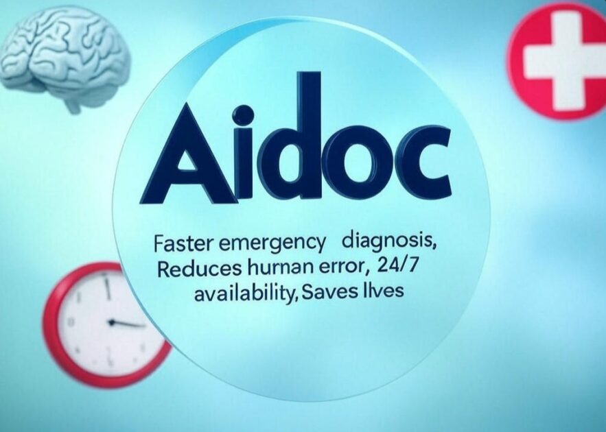 The Aidoc logo is prominently displayed with the tagline Faster emergency diagnosis Reduces human error